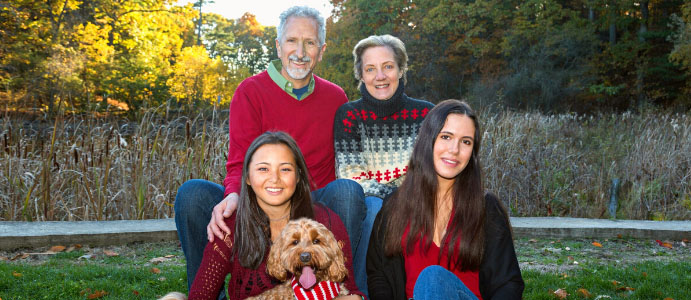 Host family with dog