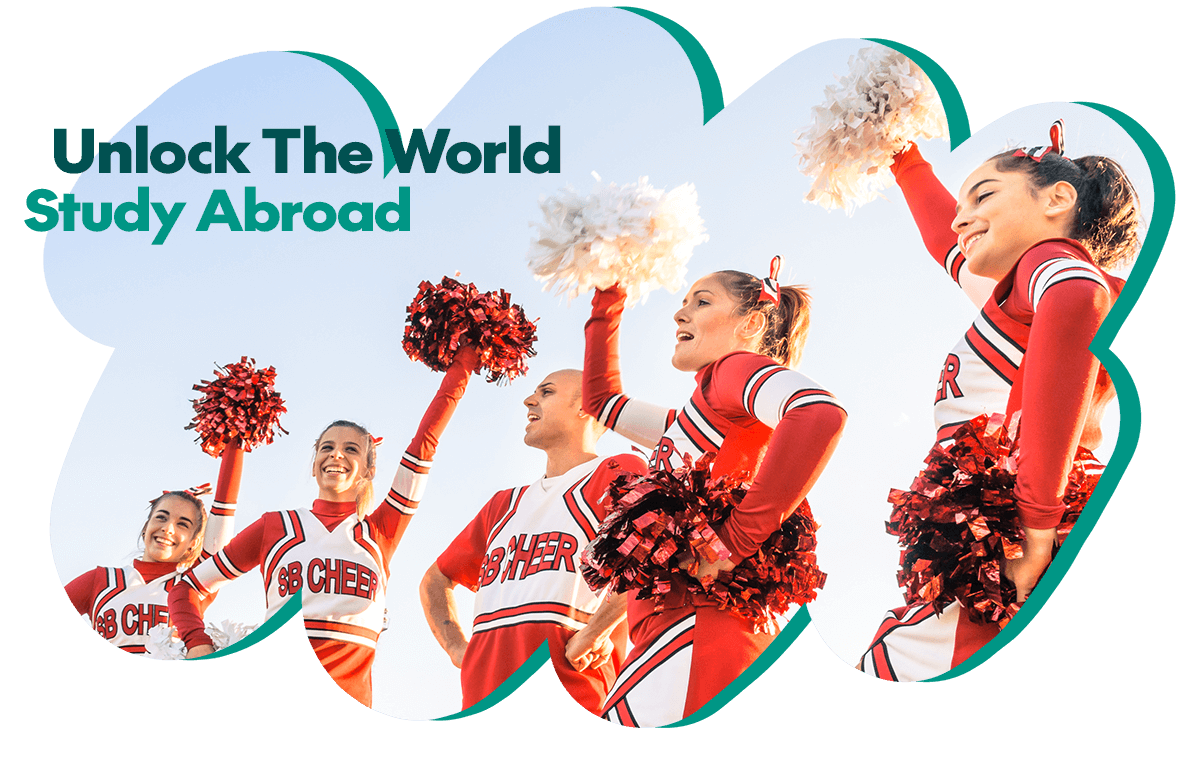 cheerleader che festeggiano per l'anno scolastico all'estero