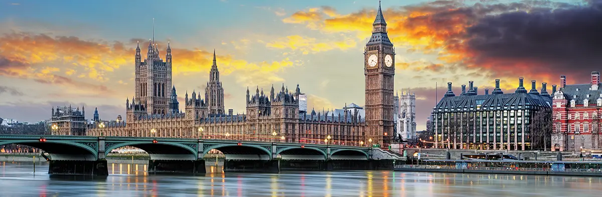 Paesaggio di Londra, tower bridge e big ben